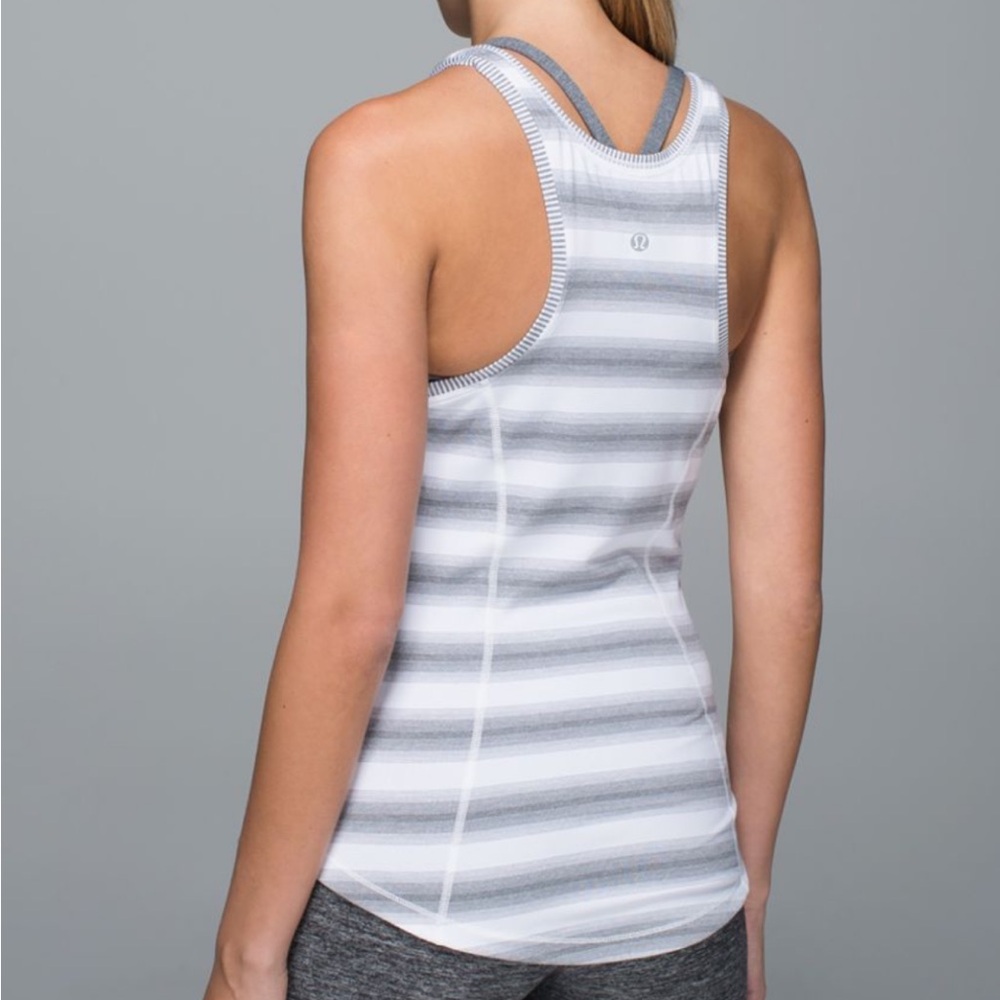 Lululemon Tank Top Think Fast Tank Grey/White Stripe